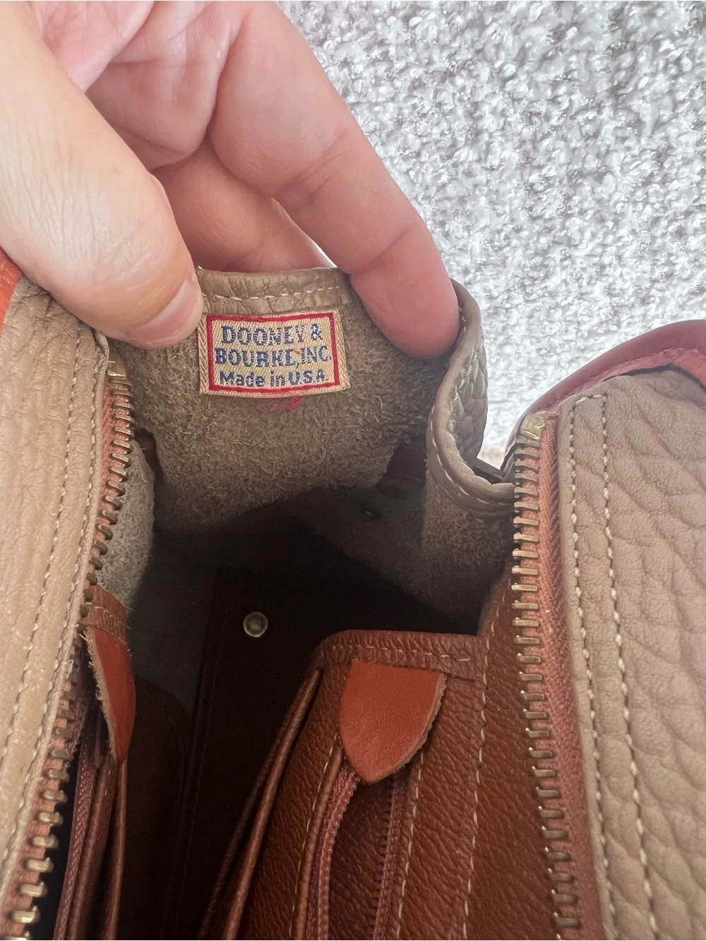 Dooney & Bourke Vintage‎ 80s/90s Buckle Satchel  Taupe Bag Purse Made In USA
